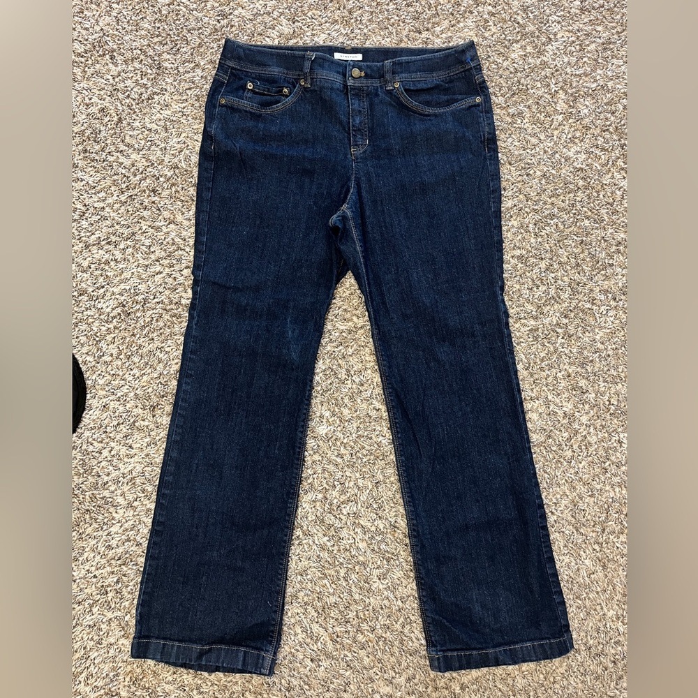 Jones New York Women’s Jeans Stretch Bootcut Dark Blue Denim Sz 34”
